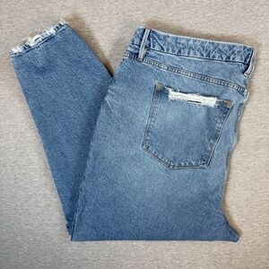 Good American Good Standard Straight Jeans Raw Hem Size 22 Cooler